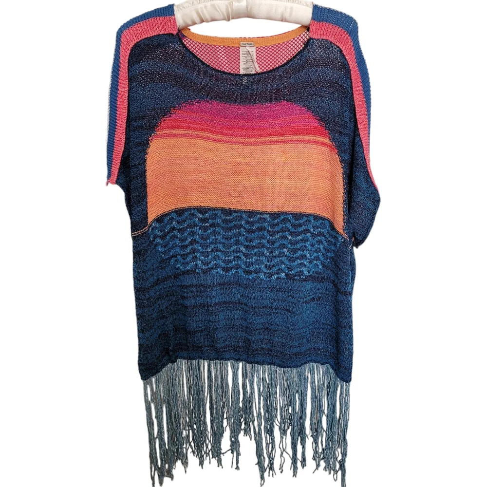 Free People Sunset Fringe Poncho - Like New - Picture 5 of 12